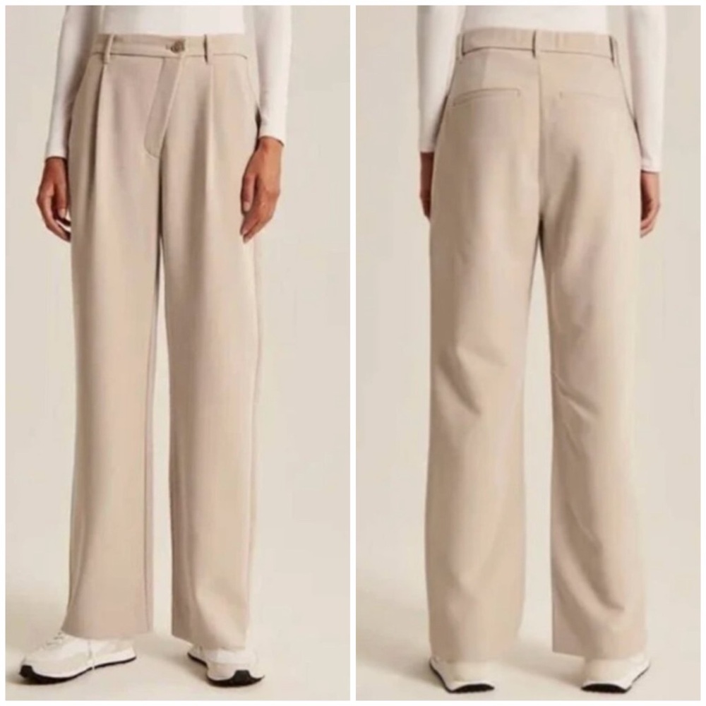 Abercrombie & Fitch Tailored High Rise Crossover Waist Pants Beige Sz XS Short